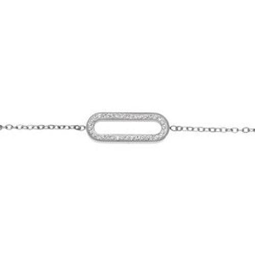 Bracelet Acier Rectangle Bord Arrondi Et Strass 16+4cm