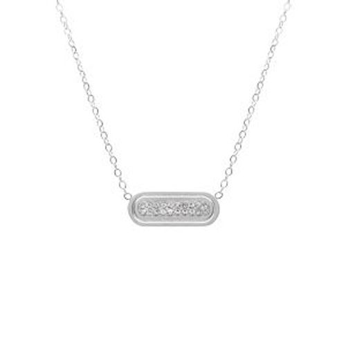 Collier Acier Motif Rectangle Avec Strass 40+5cm