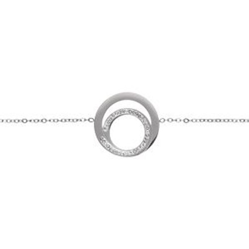 Bracelet Acier 2 Anneaux Et Strass 16+4cm