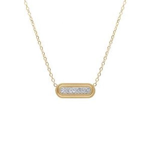 Collier Acier Doré Motif Rectangle Avec Strass 40+5cm