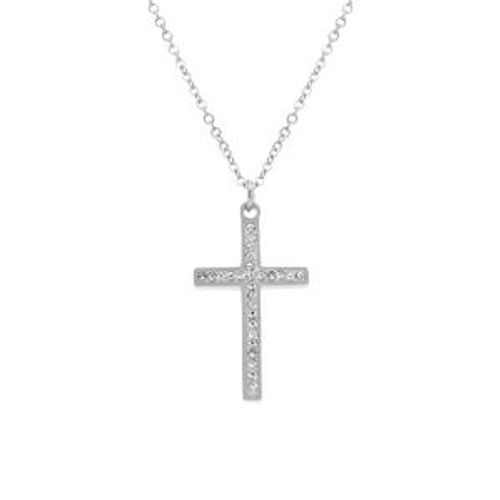 Collier Acier Croix Et Strass 40+5cm