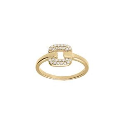 Bague Plaqué Or Carré Oxydes Blancs Sertis