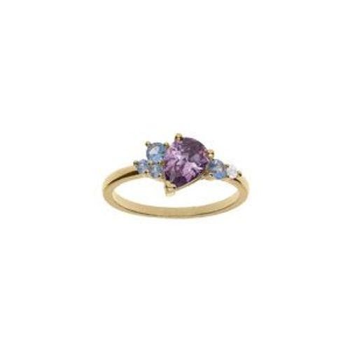 Bague Plaqué Or Oxydes Violet, Bleu Et Blanc Sertis