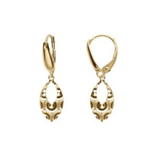 Boucles D'oreilles Dormeuse Argent Doré Ovale Martelé