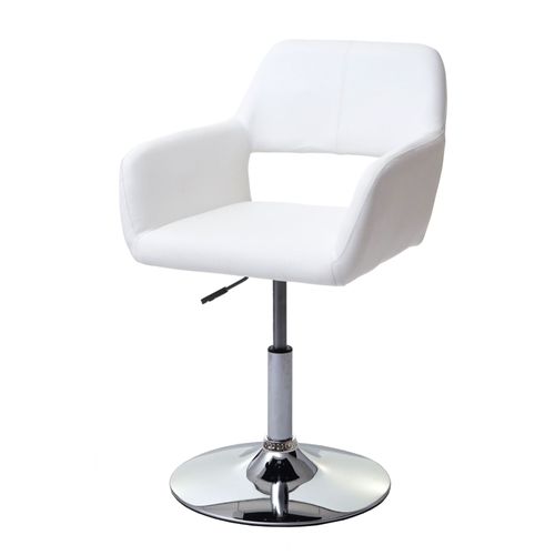 Chaise De Salle À Manger Hwc-A50 Iii, Style Rétro Années 50, Similicuir   Blanc, Pied En Métal Chromé