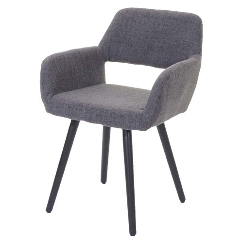 Chaise De Salle À Manger Hwc-A50 Ii, Style Rétro Années 50   Tissu, Gris, Pieds Foncés