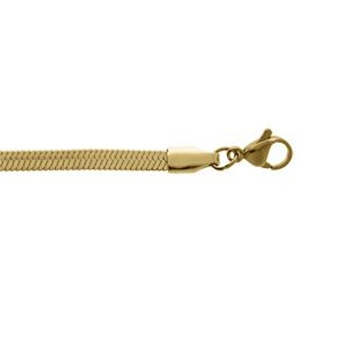 Bracelet Acier Pvd Doré Maille Miroir 4mm En 17 + 3 Cm