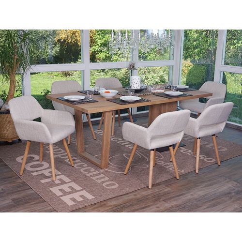 6x Chaise De Salle À Manger Altena Ii, Fauteuil, Design Rétro Des Années 50   Tissu, Crème/Gris