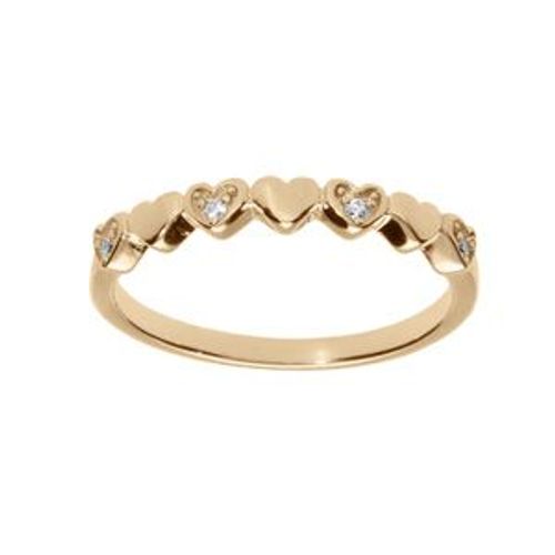 Bague Plaqué Or Coeur Lisses Et Oxydes Blancs