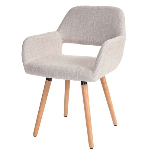 Chaise De Salle À Manger Altena Ii, Fauteuil, Design Rétro Des Années 50   Tissu, Crème/Gris