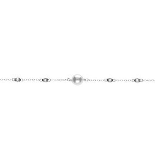 Bracelet Argent Rhodié Perle Blanche Imitation 16+3cm