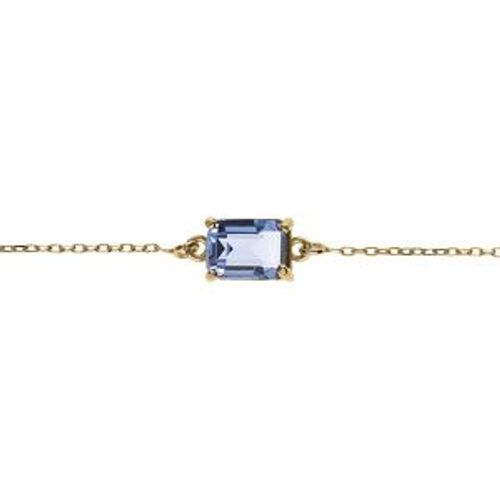 Bracelet Argent Doré Pendentif Rectangulaire Oxyde Bleu Ciel 16+3cm