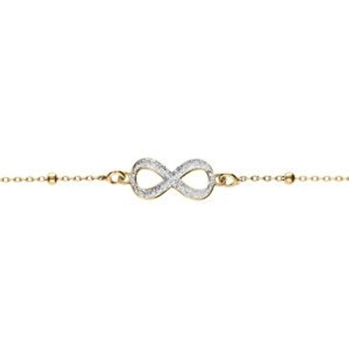 Bracelet Argent Doré Chaîne Boules Avec Infini Givré 16+3cm