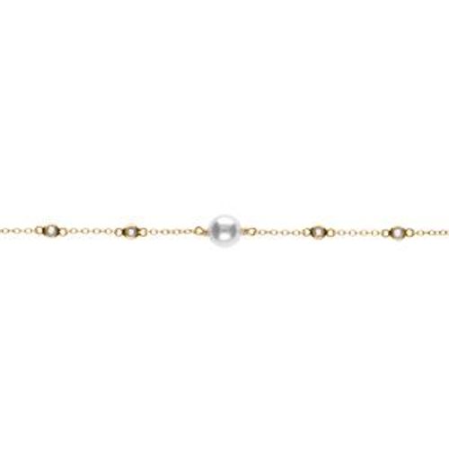 Bracelet Argent Doré Perle Blanche Imitation 16+3cm