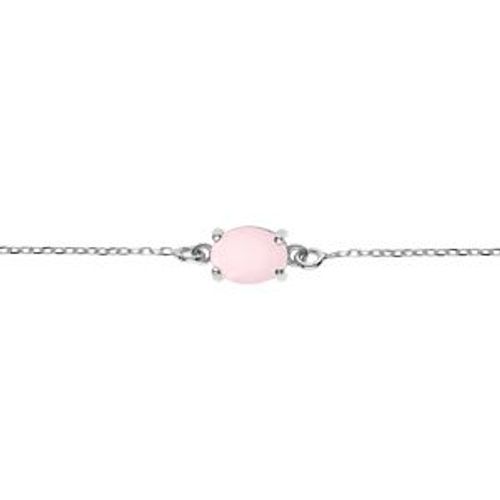 Bracelet Argent Rhodié Oxyde Ovale 8 X 6mm Rose Opaque 16+3cm