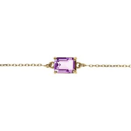 Bracelet Argent Doré Pendentif Rectangulaire Oxyde Violet 16+3cm