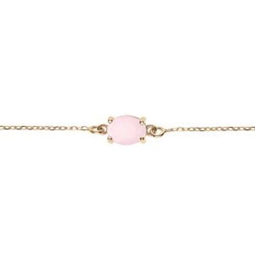 Bracelet Argent Doré Oxyde Ovale 8 X 6mm Rose Opaque 16+3cm