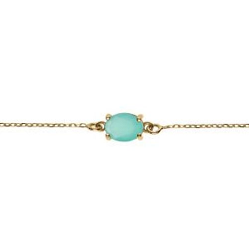 Bracelet Argent Rhodié Oxyde Ovale 8 X 6mm Vert Opaque 16+3cm