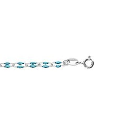 Bracelet Argent Rhodié Olives Résine Bleu Translucide 15+3cm