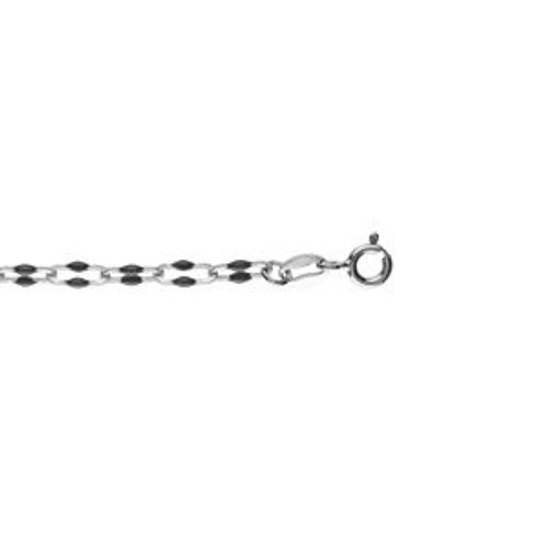 Bracelet Argent Rhodié Olives Résine Noires 15+3cm