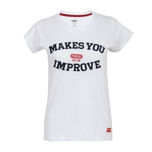 Vetements: T-Shirt Casuel Blanc Nox Lettres Bleu Femme-Taille-Xs