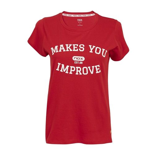 Vetements: T-Shirt Casual Nox Rouge Lettres Blancs Femme-Taille-Xs