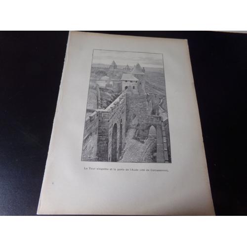 Gravure Cite De Carcassonne La Tour Visigothe 26 X 35 Cm