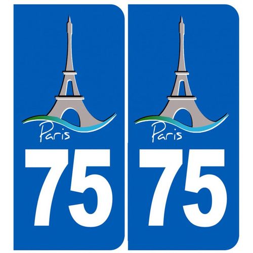 Immatriculation 75 Tour Eiffel - Sticker/Autocollant