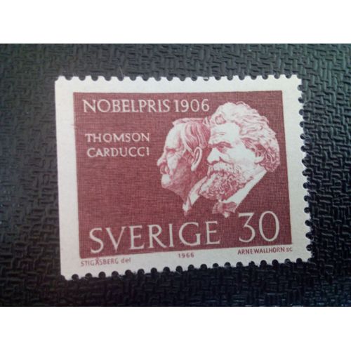 Timbre Suede Yt 552a Sir J. J. Thomson (Physique) & Giosue Carducci (Littérature) 1966 ( 61004 )