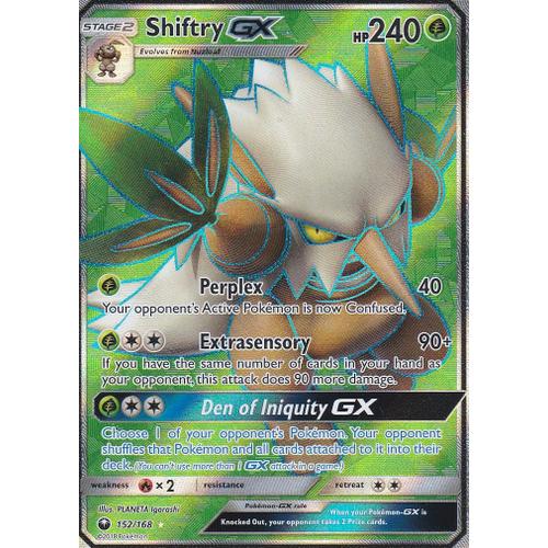 Carte Pokemon - Shiftry Gx (Tengalice Gx) - 152/168 - Ultra-Rare En Full Art - Soleil Et Lune 7 Tempête Céleste - Version Anglaise