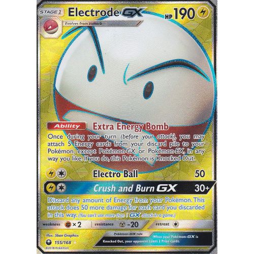 Carte Pokemon - Electrode Gx - 155/168 - Ultra-Rare En Full Art - Soleil Et Lune 7 - Tempête Céleste - Version Anglaise