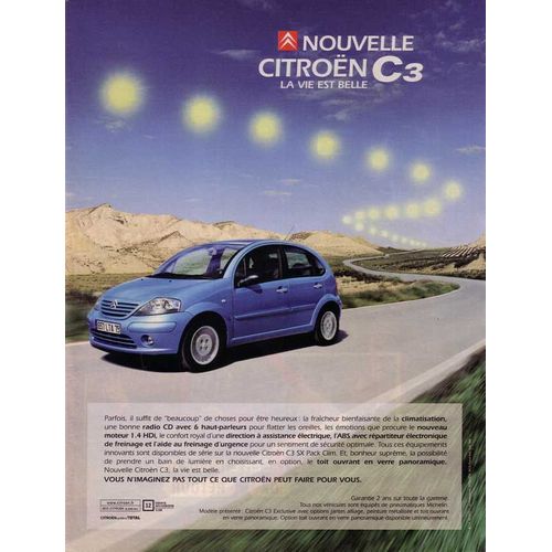 Publicité Papier - Voiture Citroën C3 De 2002