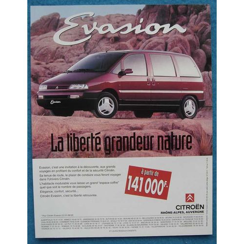 Publicité Papier - Voiture Citroën Évasion De 1994