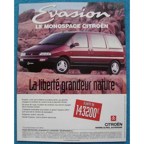 Publicité Papier - Voiture Citroën Évasion De 1995