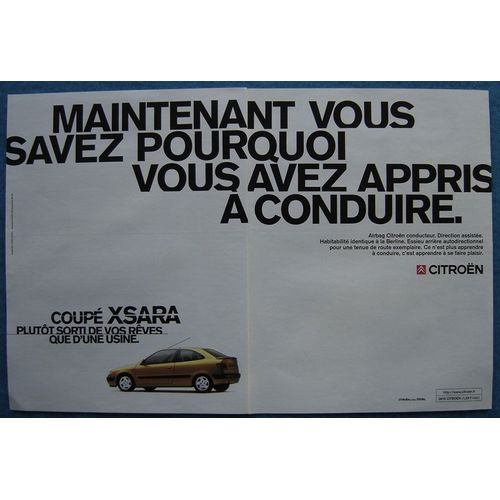 Publicité Papier - Voiture Citroën Coupé Xsara De 1998