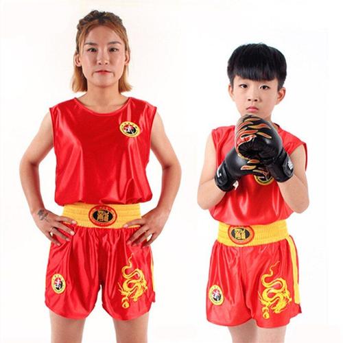 Enfants - Ensemble tenue de boxe (haut & short) rouge-blanc 7-8