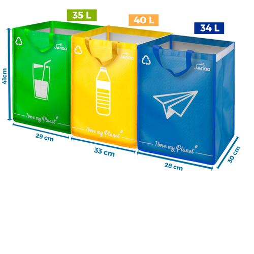 Poubelle tri sélectif 40 L + pack de 3 sacs de recyclage