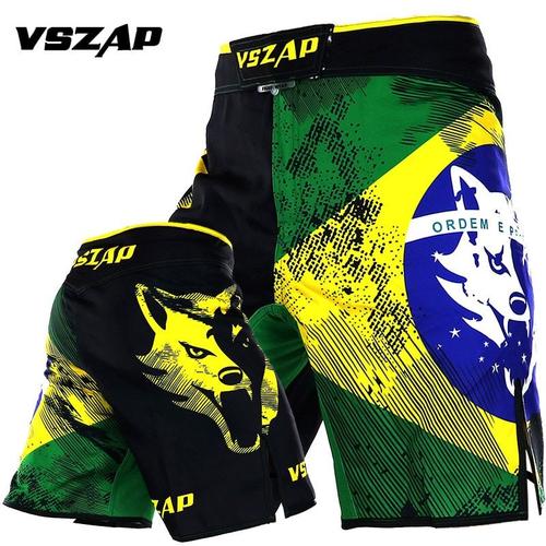 VSZAP hommes brésil MMA Shorts combat grappin court Short de Boxe  impression Polyester coup de pied Gel Muay Thai Shorts de Boxe MMA Boxe