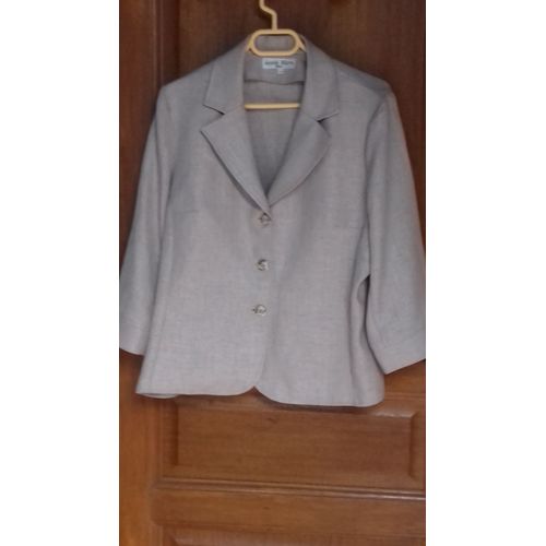 Veste Femme Aspect Lin, Beige, Taille 46/48