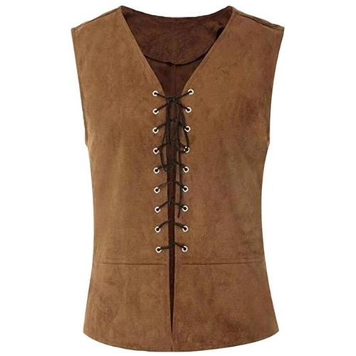 Envoie De France Gilet Homme Chevalier Steampunk Victorien Renaissance Médiéval Gothique Rétro Vintage Sans Manche Fête Lacet Col V Halloween