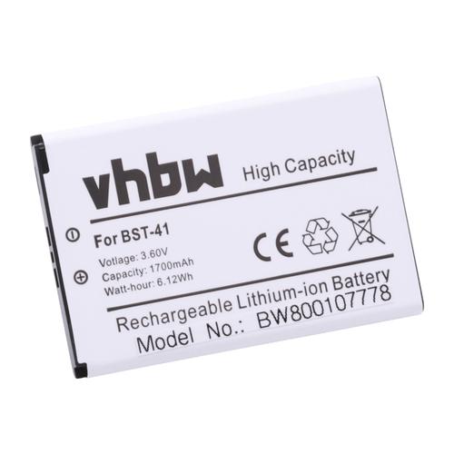 Batterie Li-Ion Vhbw 1700mah (3.7v) Pour Téléphone Portable Smartphone Sony Ericsson Xperia Tm X2, Xperia X1, Xperia X10, Xperia X10a Comme Bst-41.