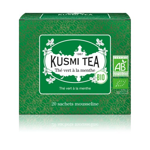 Kusmi Tea - Thé Vert À La Menthe Bio - Boîte De 20 Sachets