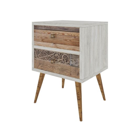 Table De Chevet Design Scandinave Malmö - L. 40 X H. 55 Cm - Blanc