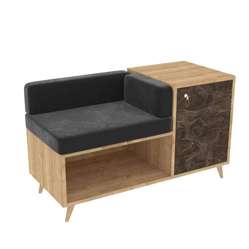 Banc D'entrée Design Marbré Anzer - L. 100 X H. 60 Cm - Marron Noix