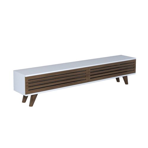 Meuble Tv Design Lattes Hill - L. 160 X H. 35 Cm - Marron