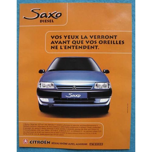 Publicité Papier - Voiture Citroën Saxo Diesel De 1996