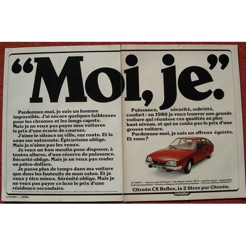 Publicité Papier - Voiture Citroën C.X. Reflex De 1980
