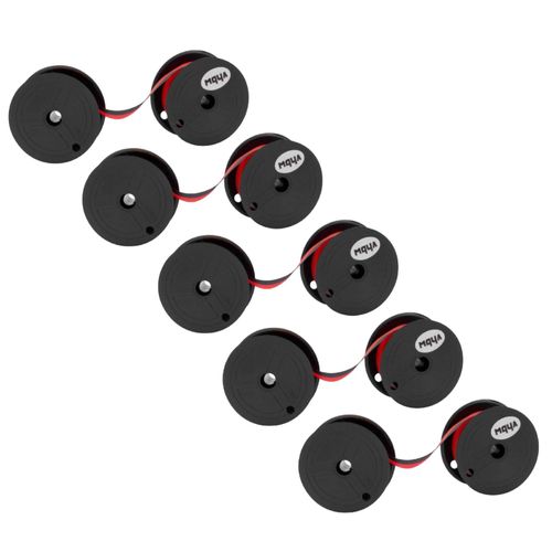vhbw 5x Ruban encreur d'écriture pour Casio R3, R5, R7 imprimante matricielle ou de reçus noir / rouge