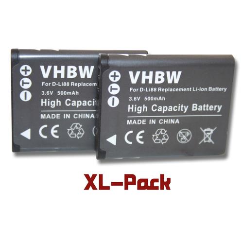 Vhbw set de 2 batteries 500mAh pour appareil photo Toshiba Camileo BW10, BW10 HD, SX500, SX-500, SX900, SX-900, PX1686, PX-1686 comme D-Li88, DB-L80.