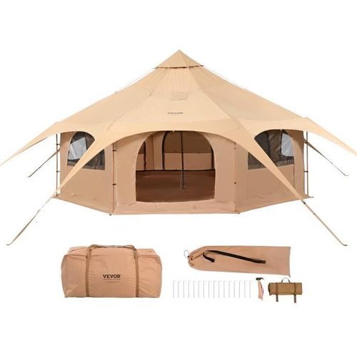 Tente Cloche En Toile-Vevor-5 M Tente De Yourte 4 Saisons Tente De Camping Familial-Pour Groupes En Plein Air, Fête, Chasse